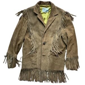 Vintage Pioneer Wear Western Suede Fringe Jacket